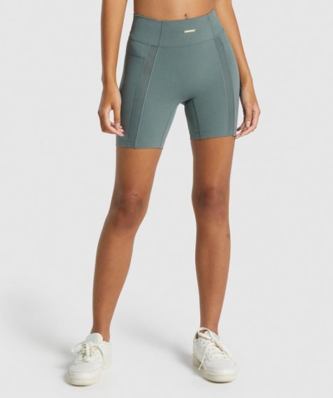 Szorty Gymshark Whitney Mesh Damskie Zielone | PL 071ZFQ